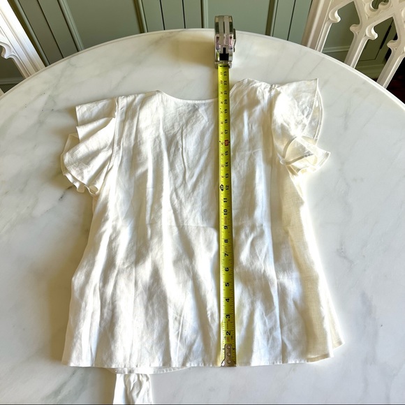 Ann Taylor Linen Blend Ruffle Wrap Top Winter White Sz S - Picture 7 of 10
